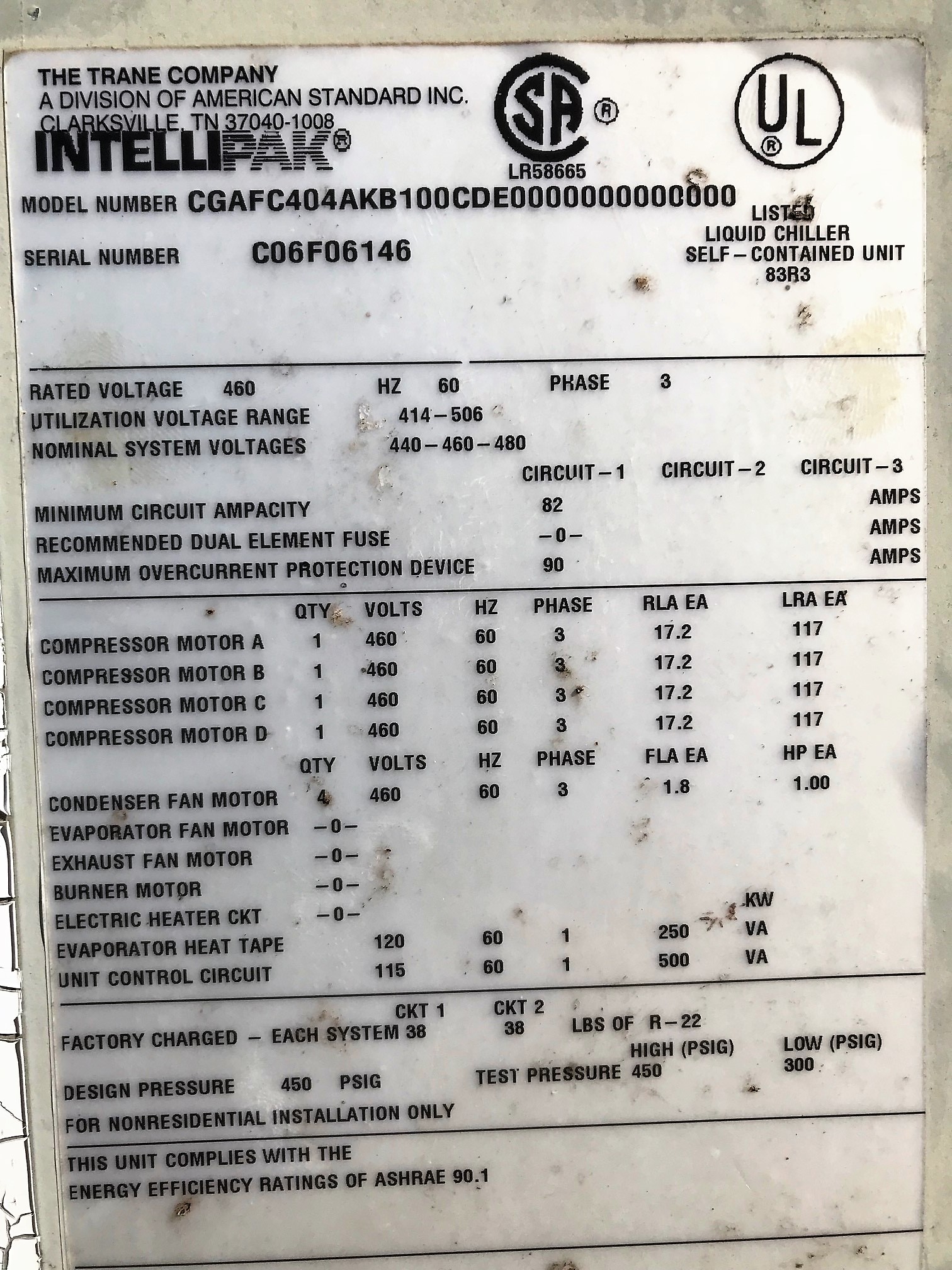 Trane 40 ton - Specialty Refrigeration & Equipment